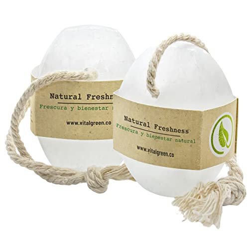 Vital Green Potassium Alum Crystal Deodorant Bar - 2 Units, 100g, Plastic-Free, Unscented