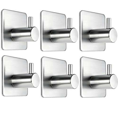 Heavy Duty Adhesive Wall Hooks - 15lbs Capacity, No Drill, 6 Pack