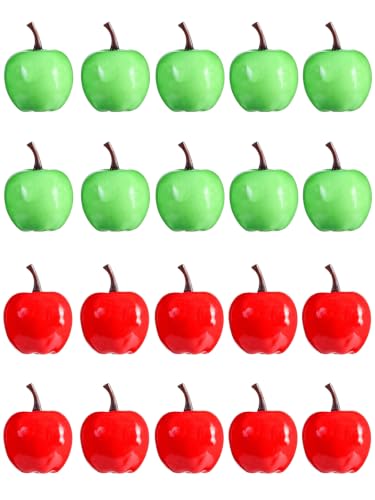 20 Pieces Artificial Apples - Realistic Red & Green Decor