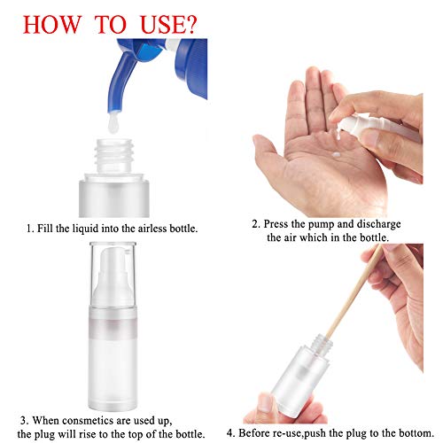 6-Pack 20ml Airless Travel Pump Bottles - Refillable & Leak-Proof