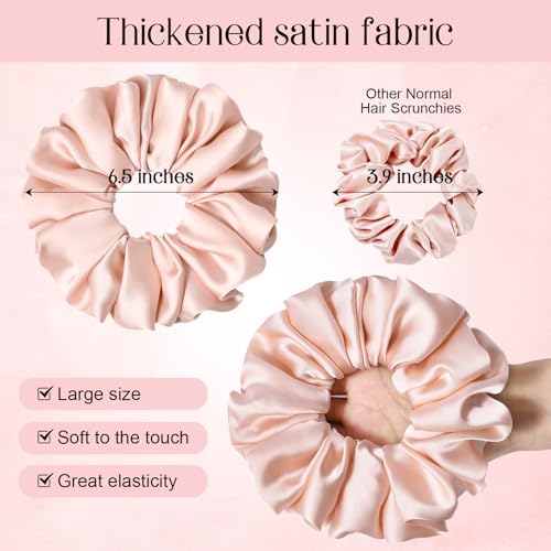 CEELGON Extra Large Satin Hair Scrunchies for Thick Hair, 6-Pack
