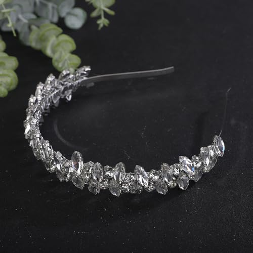 Silver Crystal Rhinestone Wedding Headband - Bridal Tiara Headpiece