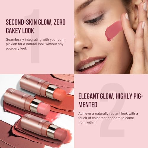Waterproof 3-in-1 Cream Blush Stick with Brush - Whisper
