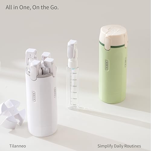 Tilanneo 4-in-1 Travel Bottle Set, Leakproof Refillable Toiletries Dispenser