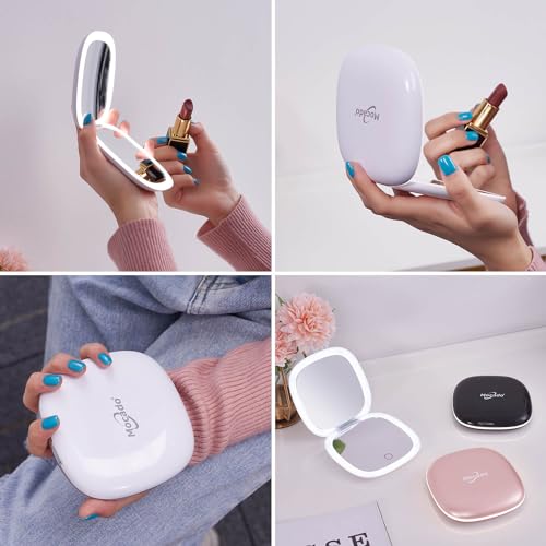 Mocado 4-Inch LED Compact Travel Mirror, 1X/10X Magnification, USB Rechargeable