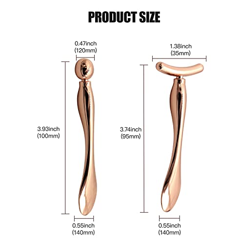 Metal Eye Cream Applicator & Face Roller Massager Set - Gold