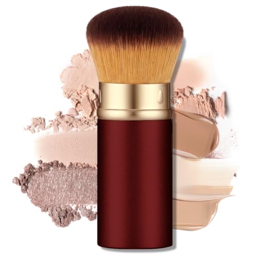 Burgundy Retractable Kabuki Face Brush - Travel Blush Brush