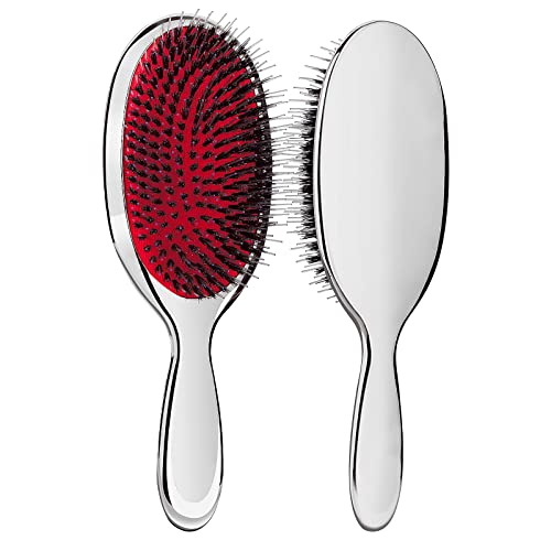 Anti-Static Paddle Hair Brush for Detangling & Hair Care - Silver