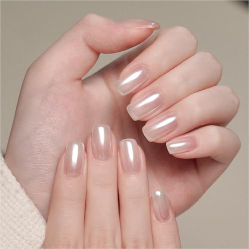 GAOY White Pearl Chrome Nail Powder - Mirror Effect Glitter Pigment for Nail Art