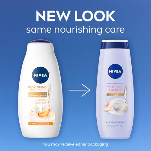 NIVEA Refreshing White Peach & Jasmine Body Wash, 20 Fl Oz