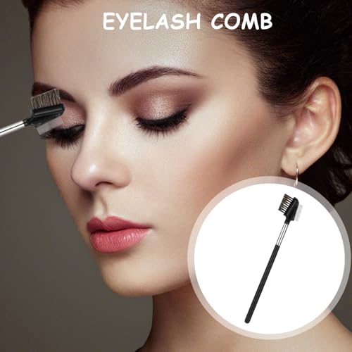 KALIONE Dual-Head Metal Eyelash Comb & Eyebrow Brush - Black