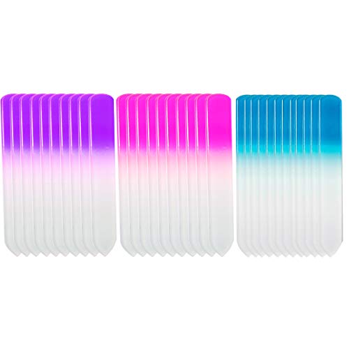 SIUSIO 30-Pack Professional Glass Nail Files - Crystal Buffers for Natural Nails