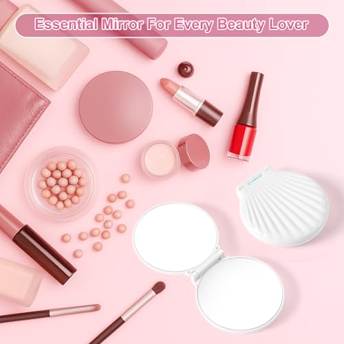 E-MAKEUP White Compact Mirror - 2x/1x Travel Makeup Mirror