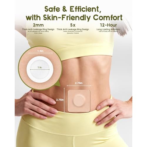 54PCS Castor Oil Patches for Belly Button, Castor Oil Pack Wrap Disposable Self-Adhesive, Organic Cotton, Leak-Proof & Breathable, No Wash - Square, Beige