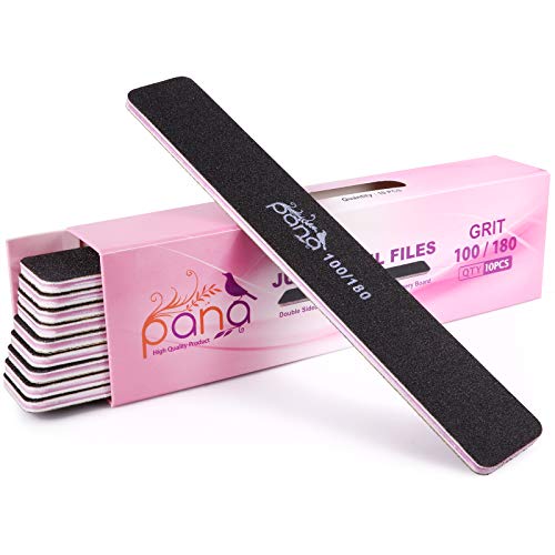 PANA 10PCS Jumbo Double Sided Nail Files - 100/180 Grit