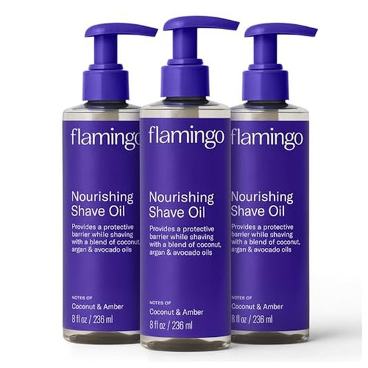 Flamingo Nourishing Shave Oil for Women with Coconut, Argan, & Avocado oils, 8 FL OZ, Pack of 3