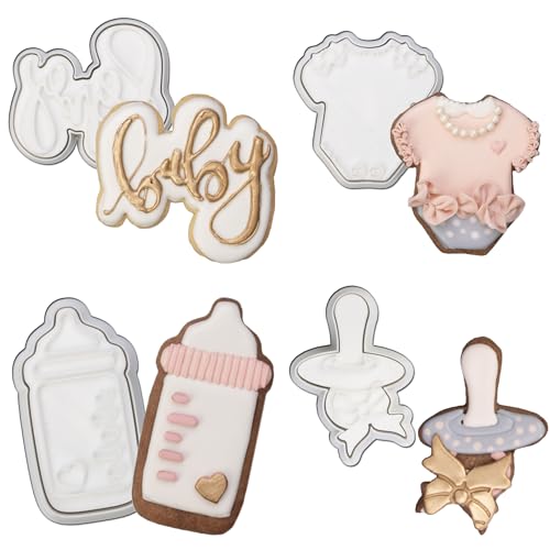 Baby Shower Cookie Cutters Set - 4 Fun Shapes for Baking