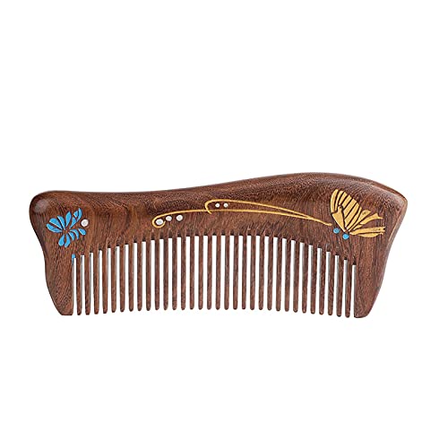 Handmade Sandalwood Butterfly Hair Comb - Anti-Static Detangling