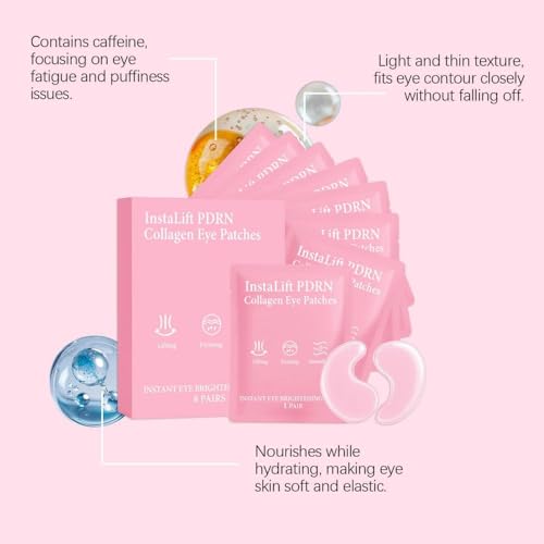 PDRN Collagen Under Eye Patches - Hydrating Anti-Wrinkle Mask (8 Pairs)