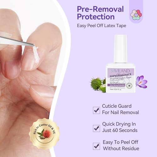 SAVILAND 3-in-1 Gel Nail Polish Remover Kit with Liquid Latex & Cuticle Oil