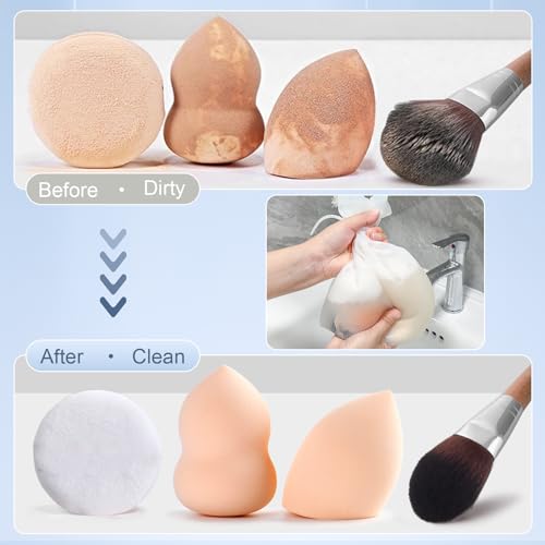 FERNIDA Silicone Makeup Sponge & Brush Cleaner Bag Set for Cosmetics