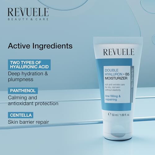 Revuele Double Hyaluron + B5 Facial Moisturizer 0.5 Fl Oz – Lightweight Hydrating Cream with Dual Hyaluronic Acid & Panthenol, Pack of 1