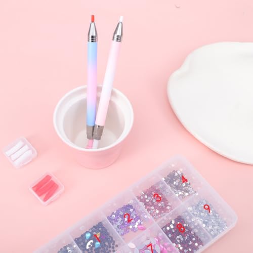 2 Pcs Rhinestone Picker Tools with 6 Refills - Nail Art & Craft Dotting Pen Set
