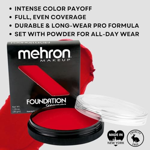 Mehron Professional Greasepaint Foundation - Bright Red, 1.25 oz