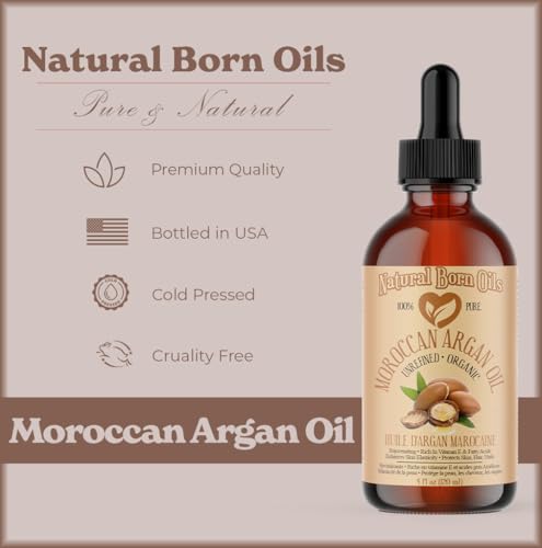 Natural Born Oils 100% Pure Organic Moroccan Argan Oil - 8oz