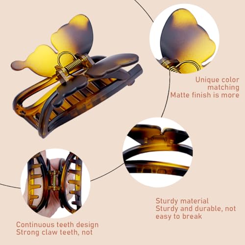 Urrykid Butterfly Hair Clips 4 Pack – Large 4.4 Inch Non-Slip Claw Clips for Thick Hair, Women's Gift
