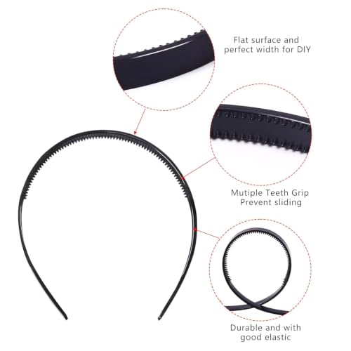 Candygirl 36pcs Black Plastic Headbands - DIY Craft Hairbands