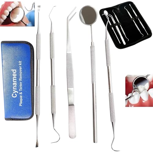 5-Piece Dental Hygiene Set - Stainless Steel Tartar Remover & Tools