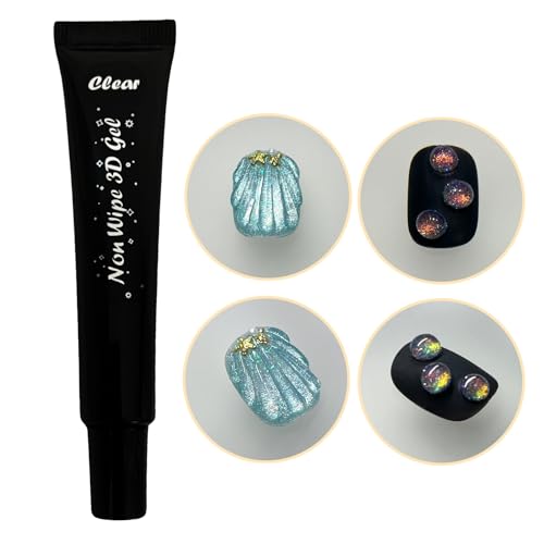 YJMyujimi 3D Nail Art Sculpture Gel - Strong Rhinestone Glue & Chrome Base