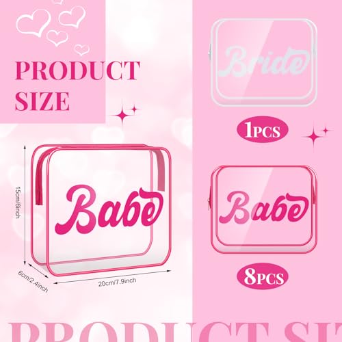 Bride Clear PVC Makeup Bag - Waterproof Bachelorette Party Cosmetic Pouch