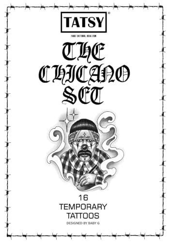 Tatsy Chicano Set Temporary Tattoos Cover Up Stickers for Men Women, Lowrider Style Culture