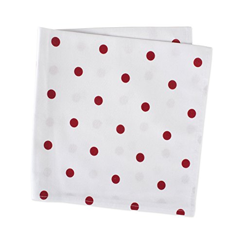 DII Polka Dot Cotton Napkins Set of 4 - 18x18 Inches, White/Red