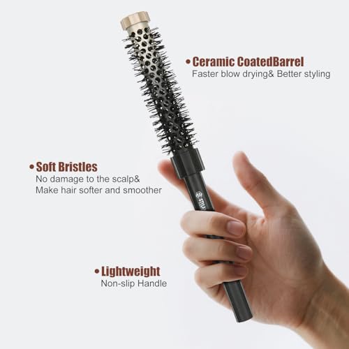 3-Piece Small Barrel Round Brush Set for Short Hair, Bangs, and Root Volume