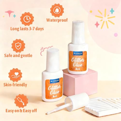 Body Glitter Tattoo Glue - 2 Pack, Non-Toxic & Washable