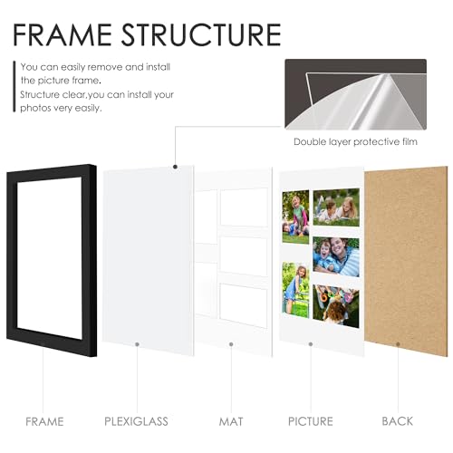 DUENPY 13x16 Collage Frame for 5 Photos - Black Wall Display