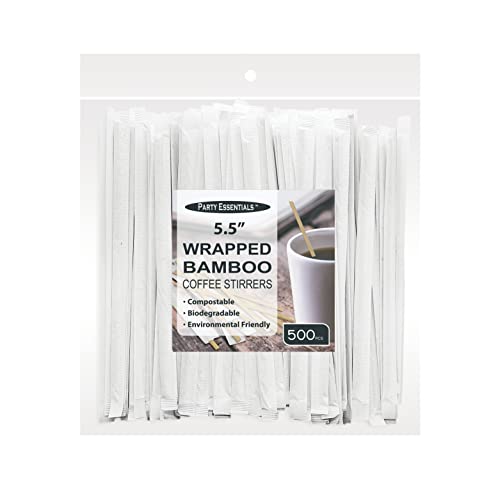 Bamboo Coffee Stirrers - 5.5" Individually Wrapped, 500 Count