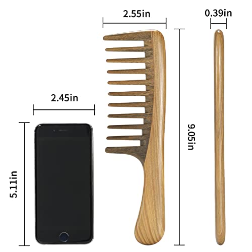 BESTOOL Extra Large Natural Sandalwood Wide Tooth Comb for Curly Thick Hair