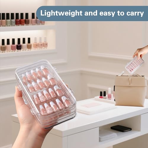 Hiyoo 2 Set Tri-Fold Press On Nail Organizer with 60 Tape Strips