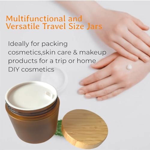 16oz Bamboo Lid Refillable Cosmetic Jar 2 Pack for Skin Care & Makeup Storage