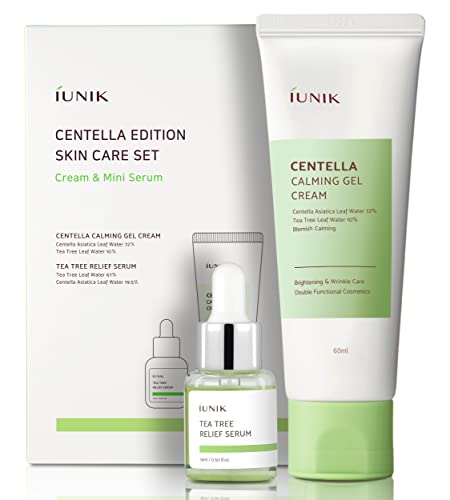 IUNIK Centella Calming Skincare Set - Cream 2.02 fl. oz, Serum 0.51 fl. oz