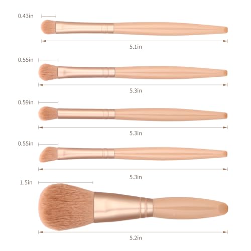 IRYCSSCE 5-Piece Travel Makeup Brush Set with Mirror Storage Case