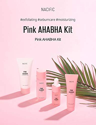 KOSBEAUTY Nacific Pink AHA BHA Travel Size Skin Care Set with 4 Photo Cards