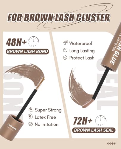 EMEDA 2-in-1 Brown Lash Cluster Glue & Seal for DIY Eyelash Extension