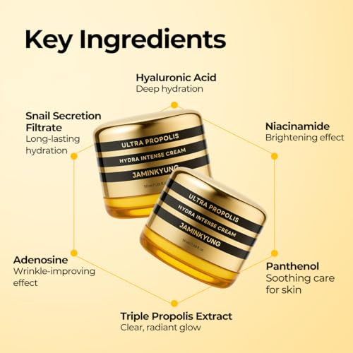 Jaminkyung Triple Propolis & Snail Mucin Face Cream for Glass Skin, 1.69 fl oz