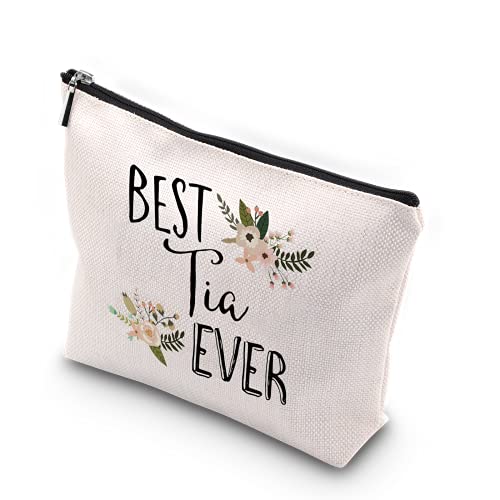 BEST Tia Ever Makeup Bag Travel Organizer Waterproof Zipper Pouch - Auntie Gift