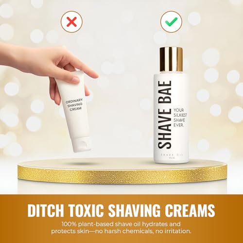 All-Natural Shave Oil ? No Razor Burn or Bumps - Get a Silky Smooth Shave - Plant-Based, Nontoxic Shaving Oil Perfect for Bikini Body Beard | Made in USA, 4 Fl Oz